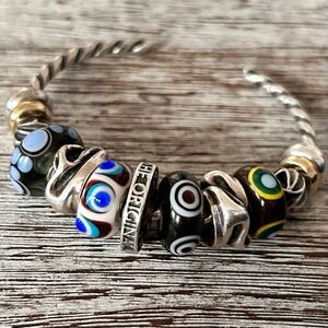 TROLLBEADS Lot of 4 Glass *ONLY Blue Green Brown Eye Beads LAA 925 NEW Condition